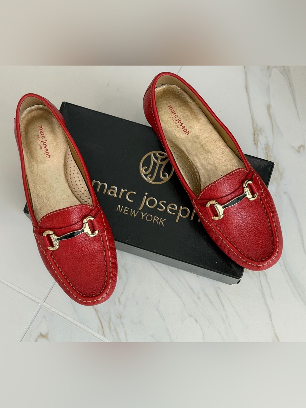 Pretty Marc Joseph New York, Grand Street, Red Leather Loafers, Size 10